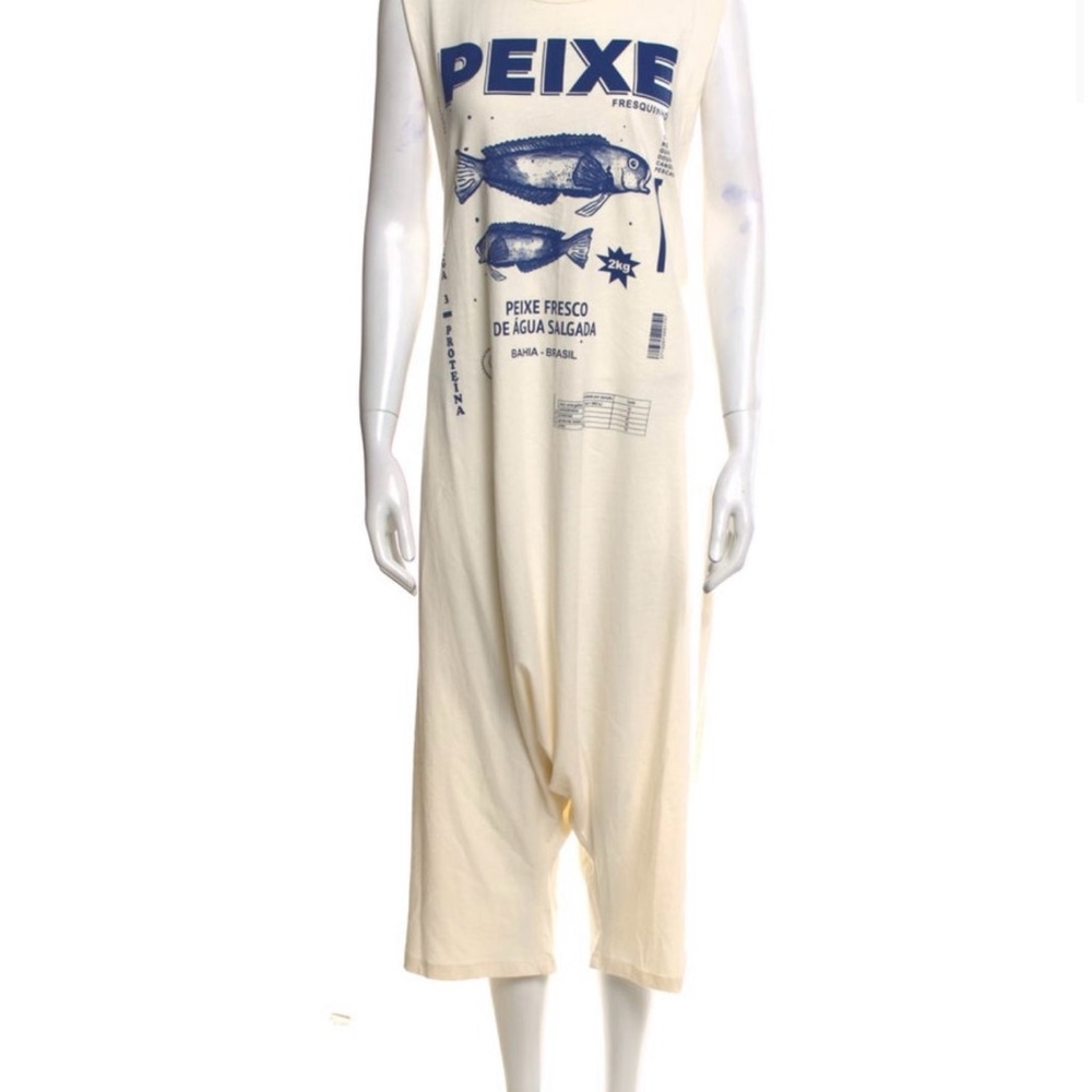 FARM Rio Cream and Blue Jumpsuit